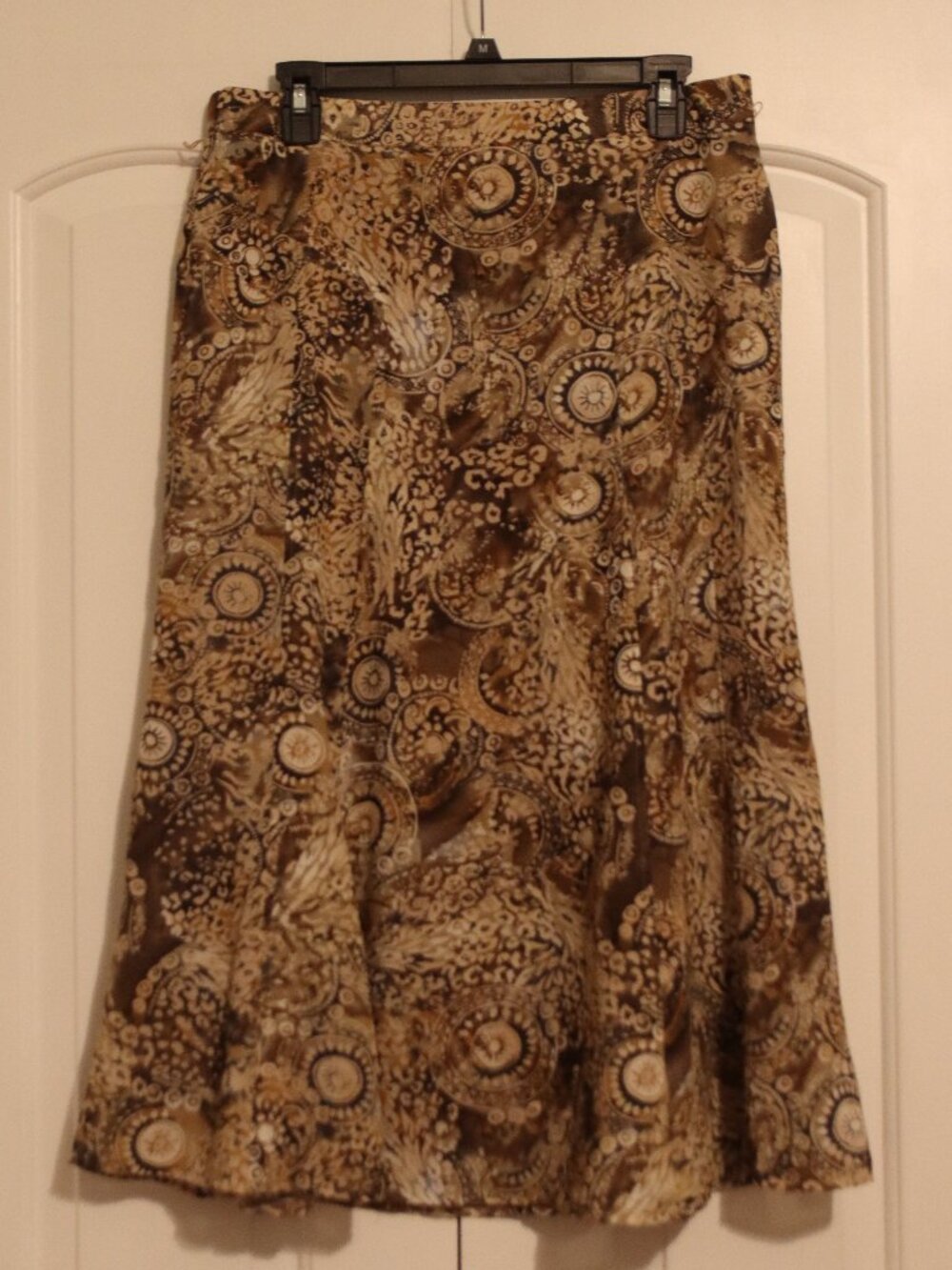 Requirements Pull on Elastic Waist Vintage A-Line Midi Skirt Panel Stitch Sz 10